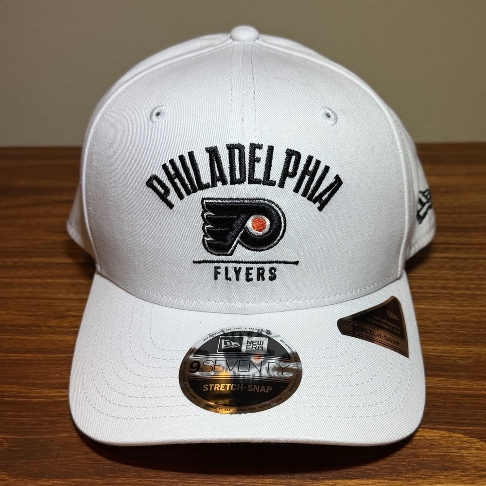 New Era Philadelphia Flyers White Hat 9Seventy Stretch-Snap Cap NHL Hockey New